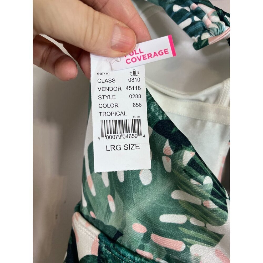 Pacsun Swimsuit L Green Tropical Palm Leaf Floral Resort Beach Feminine Boho 90s - Picture 10 of 15